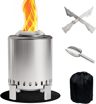 Breezz Smokeless Tabletop Fire Pit 7 in, Silver