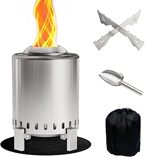 Mini Smokeless Tabletop Fire Pit with Pan Stand, Portable Stainless Stee...