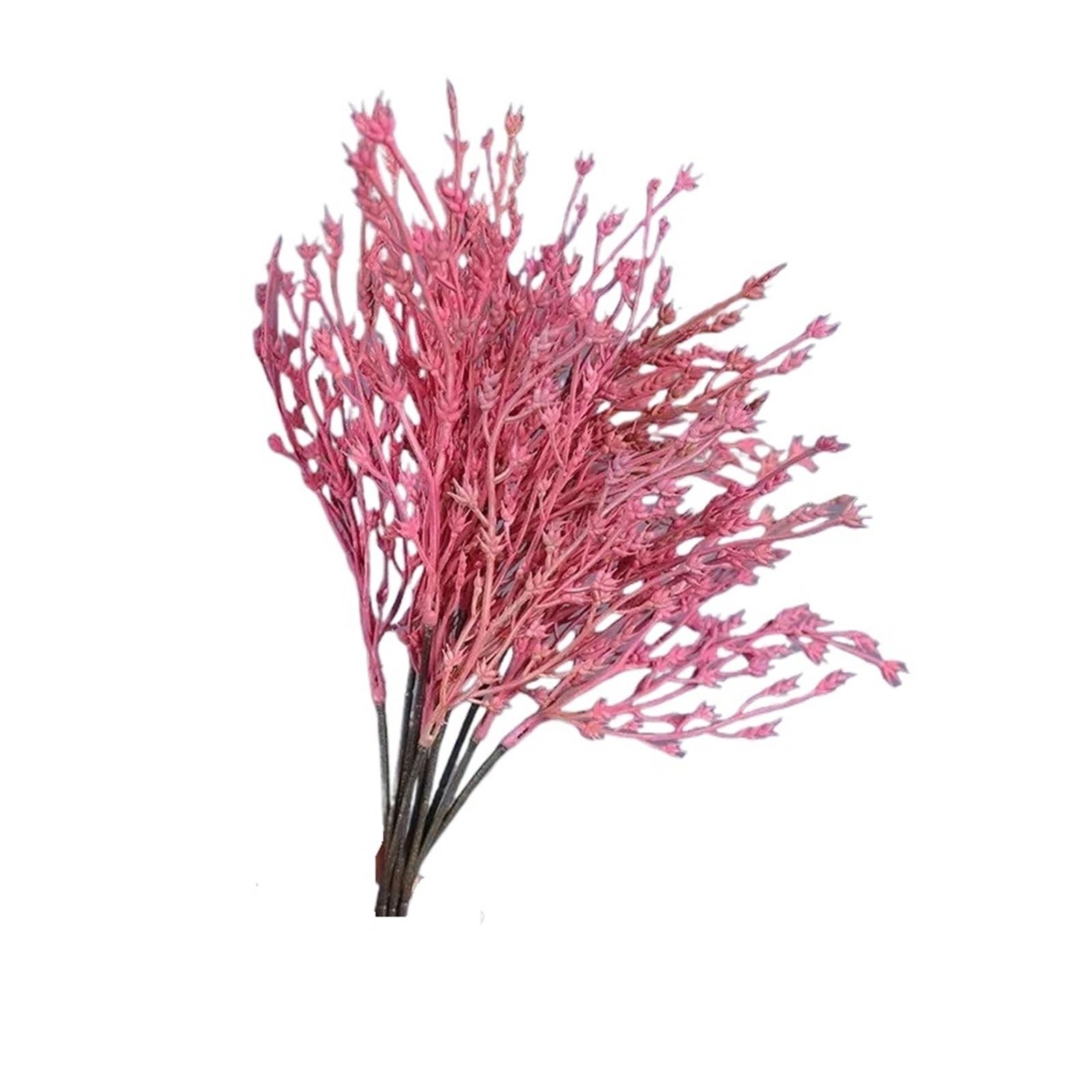 HamPaesk 5/6PCS Artificial Grass Plant Floral Plastic Fake Flowers Shopping Mall Decoration Simulation Bouquet Green Flower(Purple red,6pcs)