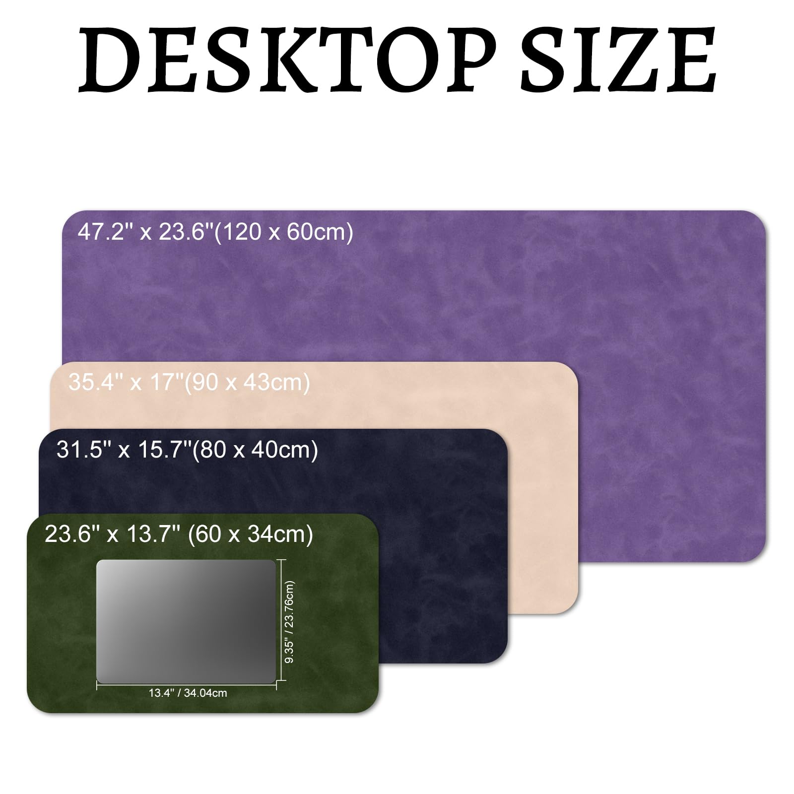 Tappetino da Scrivania Antiscivolo Impermeabile in Pelle e Camoscio Grigio Chiaro 60x34cm