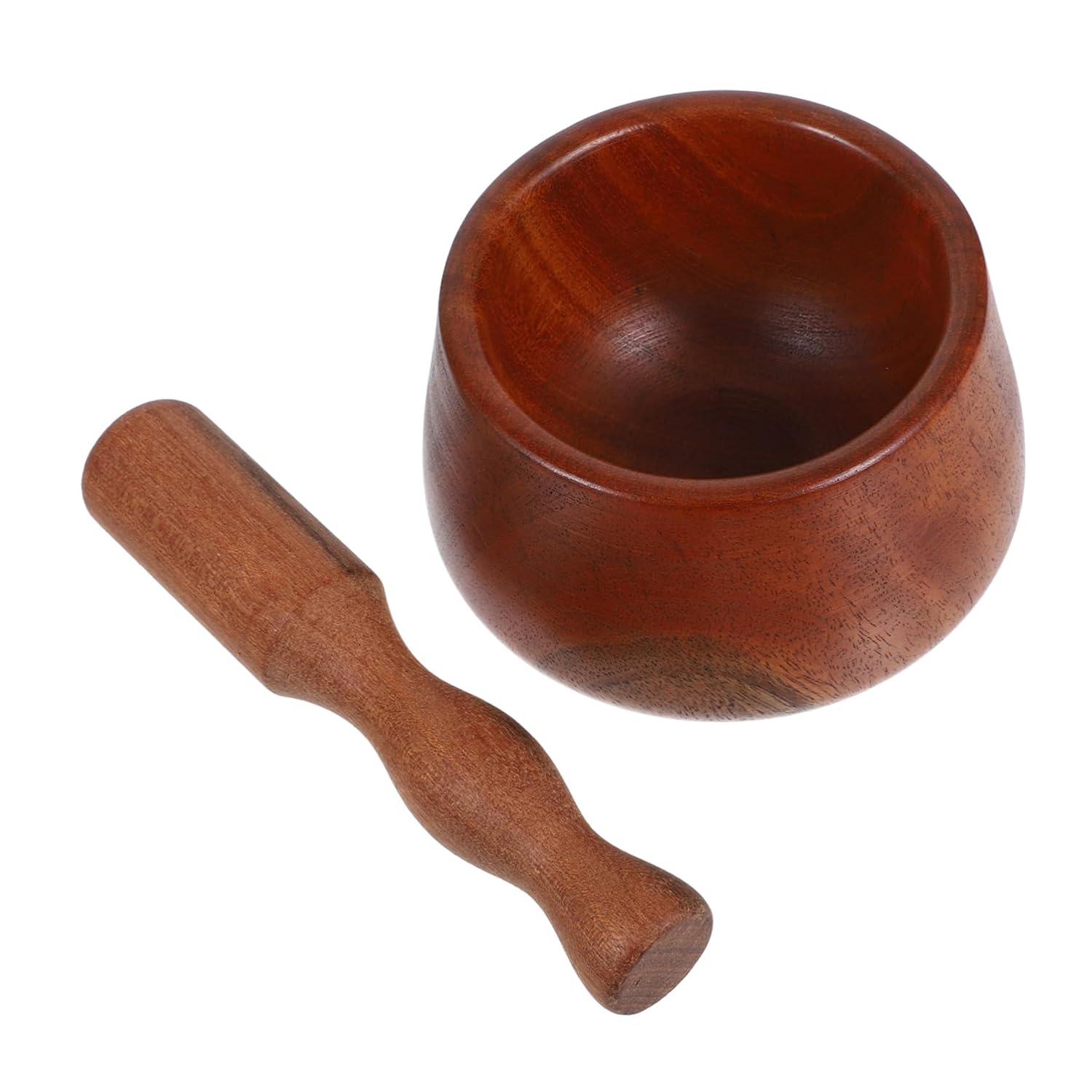 1Set Wooden Garlic Mashing Bowl Set with Pestle Manual Spice Grinding Tool for Kitchen Versatile Mortar for Garlic Herbs and Seasonings Stylish Rustic Design
