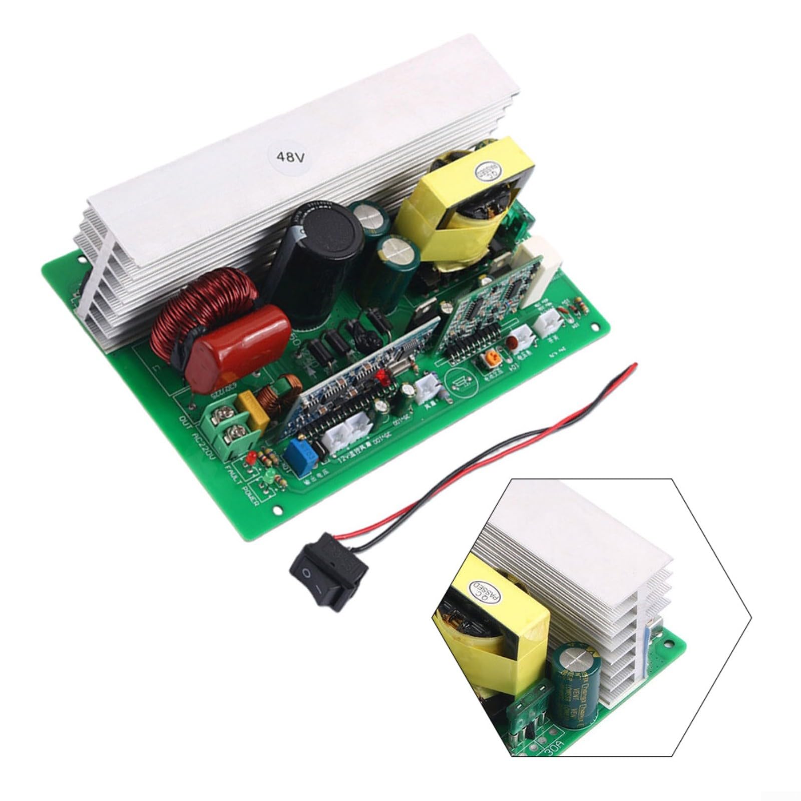 KiraKira DC 48V a AC 220V Inverter onda sinusoidale pura 1000W modulo convertitore di potenza con doppio fusibile e sistema di raffreddamento a temperatura controllata