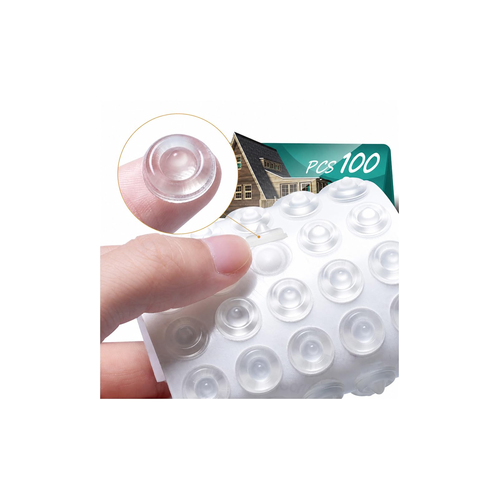 100PCS Cabinet Door Bumpers Self Adhesive Clear Rubber Bumpers Pads