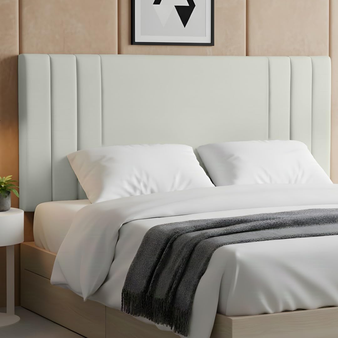 BEDELUNA Headboards for Bed – 24” Rio Plush Fabric Headboard - Elegant Divan Bed Thick Padding Bed Headboards, Luxury Bedroom & Hotel Furniture (Cream Plush, 6FT Super King)