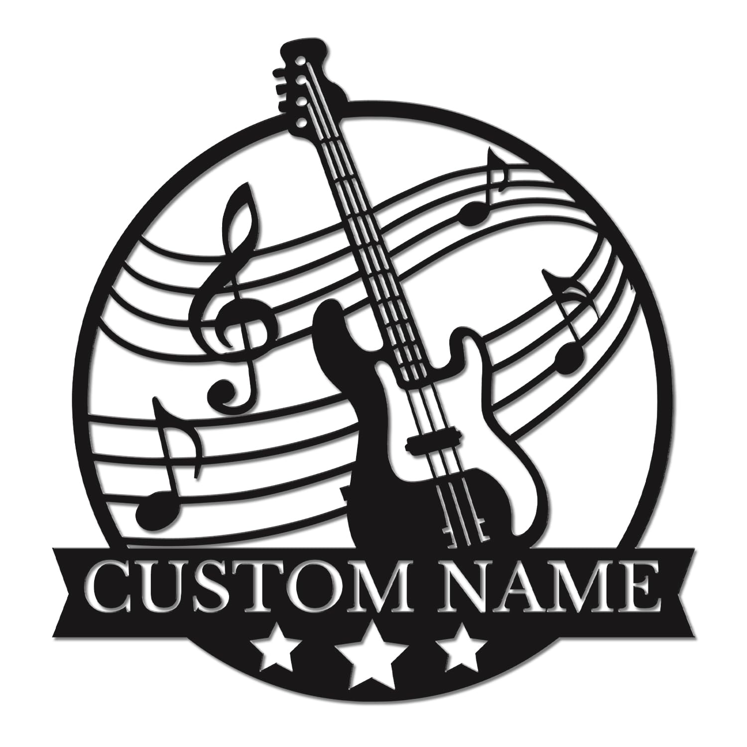 Herbraa Style-2 Personalized Guitar Metal Wall Art, Custom Musician Name Sign For Music Studio, Practice Room And Band Decor (Style-2)