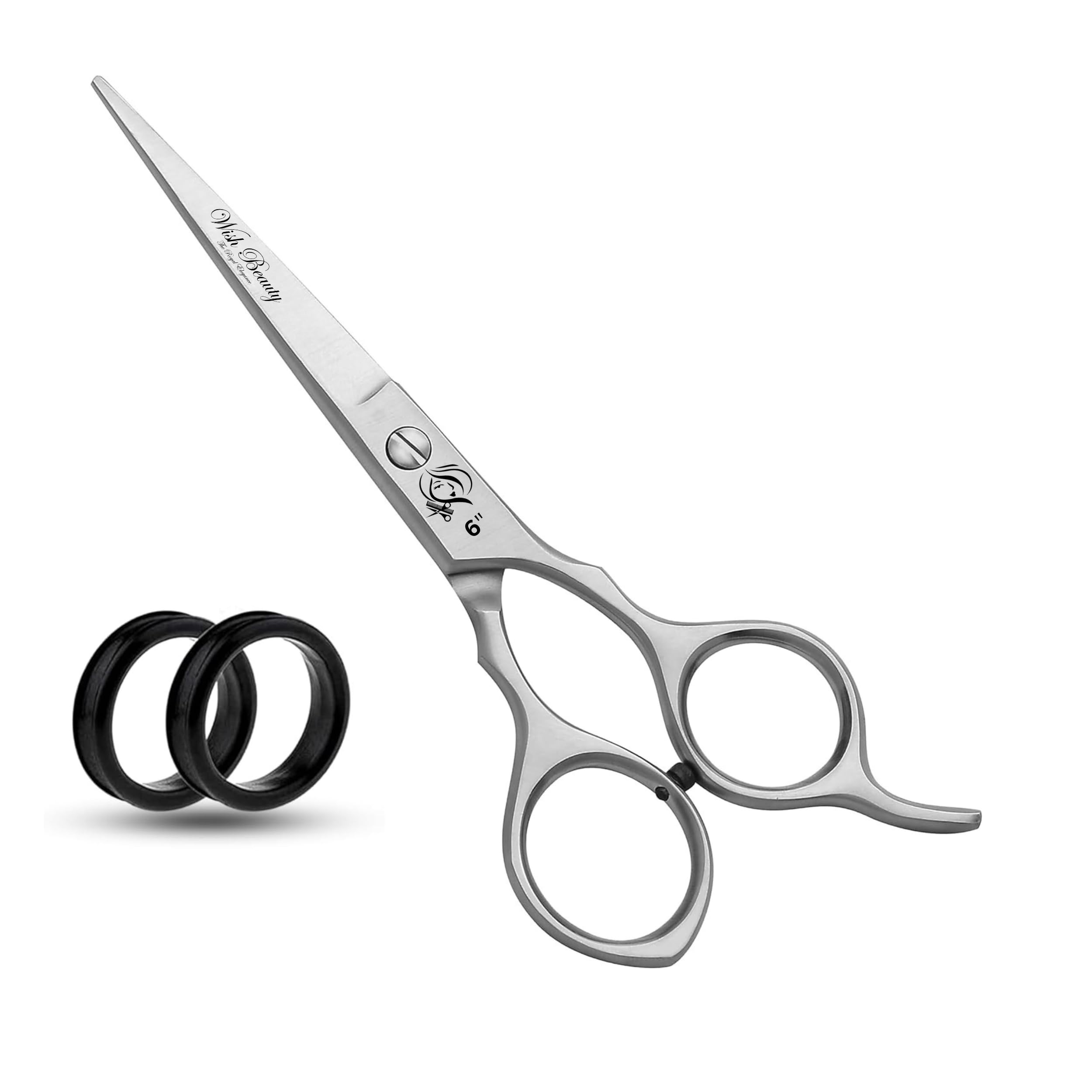 Glamified 6" Professional Hairdressing Scissors – Premium Stainless Steel Hair Cutting Shears for Salon Stylists, Barbers Haircuts (Silver)