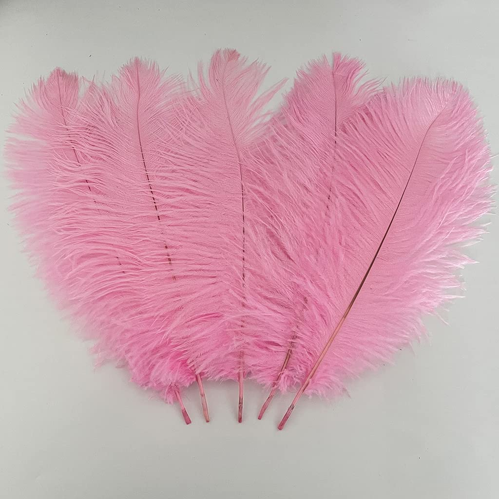 LONDGEN 10PCS Ostrich Feather 12-14 inch(30-35cm) Plumes for Party Wedding Centerpiece Festival Vases Decoration(Pink)