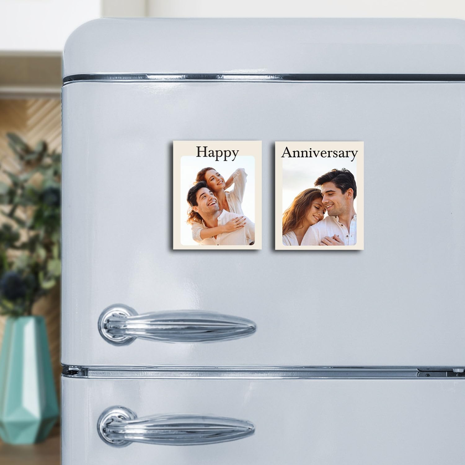 FNP Personalised Anniversary Fridge Magnets Set of 2 | Custom Photo MDF Magnets with 2 Images | Decorative Fridge Magnets | Gift for Partner and Couples-image-10