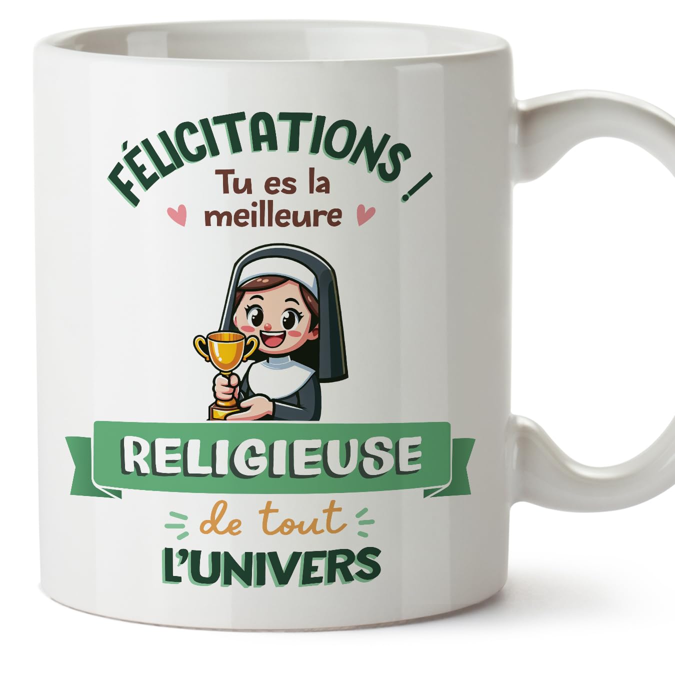 MUGFFINS Nun Woman Mug - in French - Meilleur Univers Trophée - Funny Gift for Colleagues - Ceramic 11oz Mug — image 1