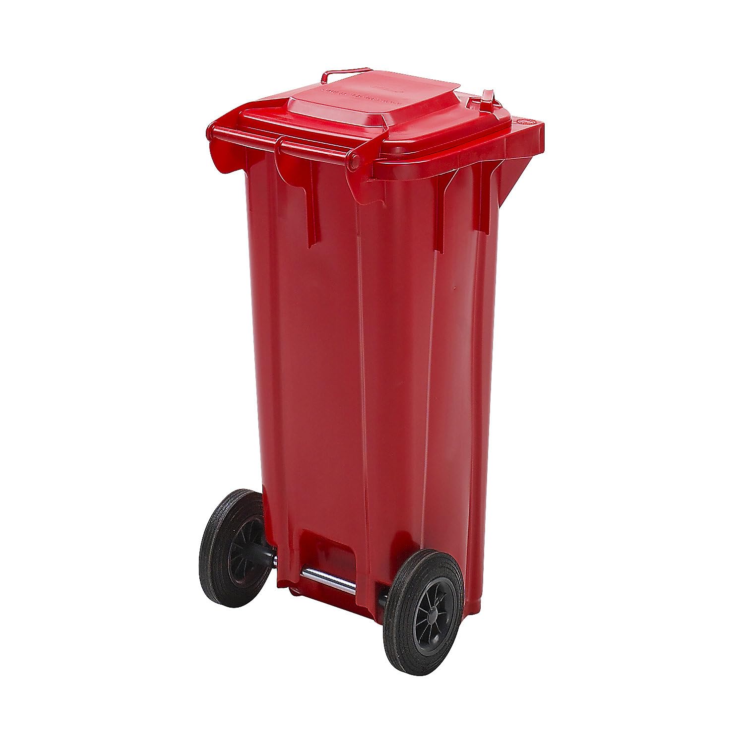 eurokraft | Poubelle en plastique conforme DIN EN 840 | capacité 120 l | l x h x p 505 x 1005 x 555 mm | rouge