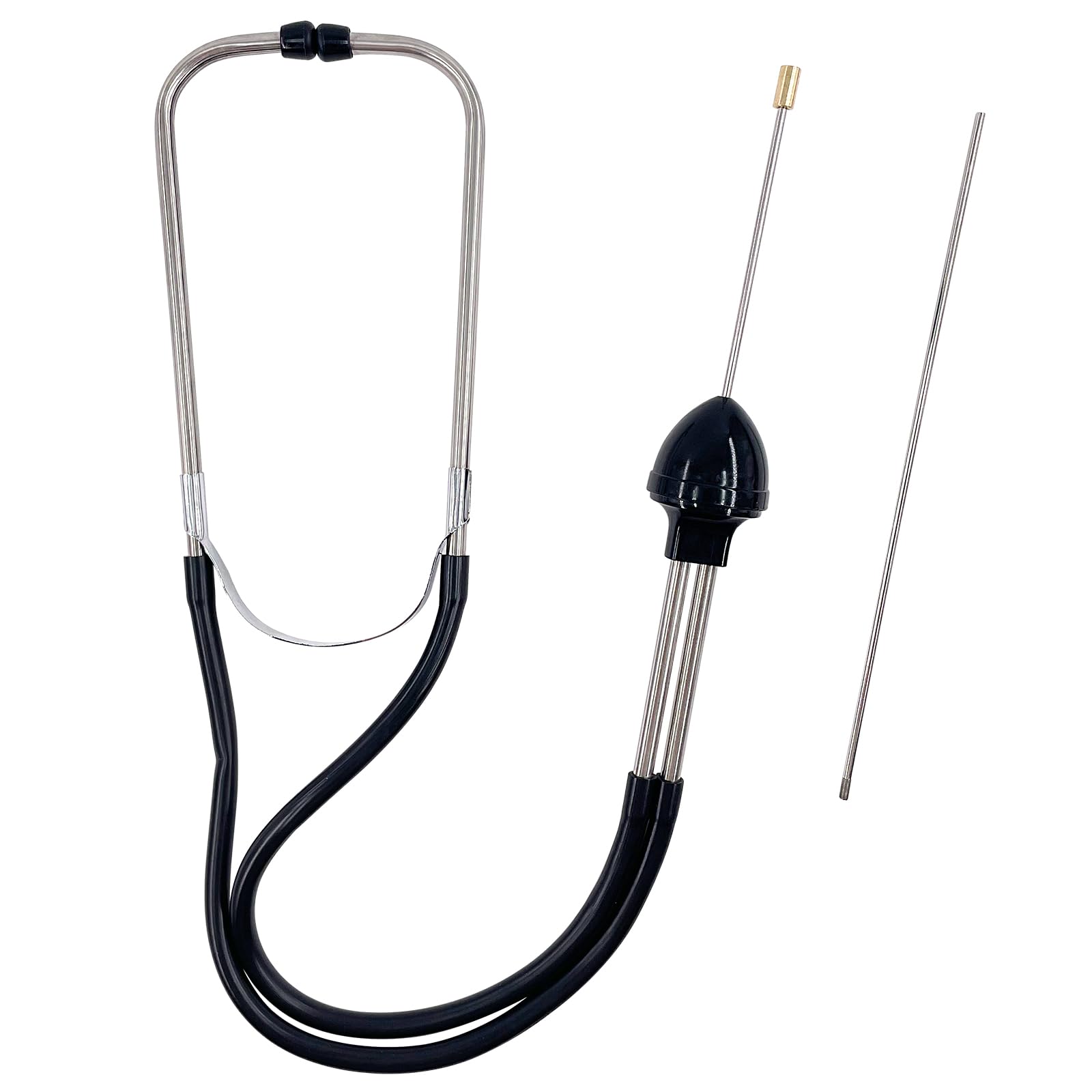 Swpeet 2Pcs Automotive Acciaio Inox Cilindro Meccanico Stetoscopio Motore Kit include Gomma Buds Sonda Tubo, Strumento Diagnostico per Auto, Camion e Moto, Motore Tester (Nero)