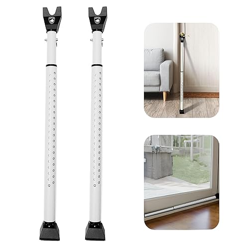 Sliding Door Security Bar, Door Jammer 2-in-1 Adjustable, Door Stoppers