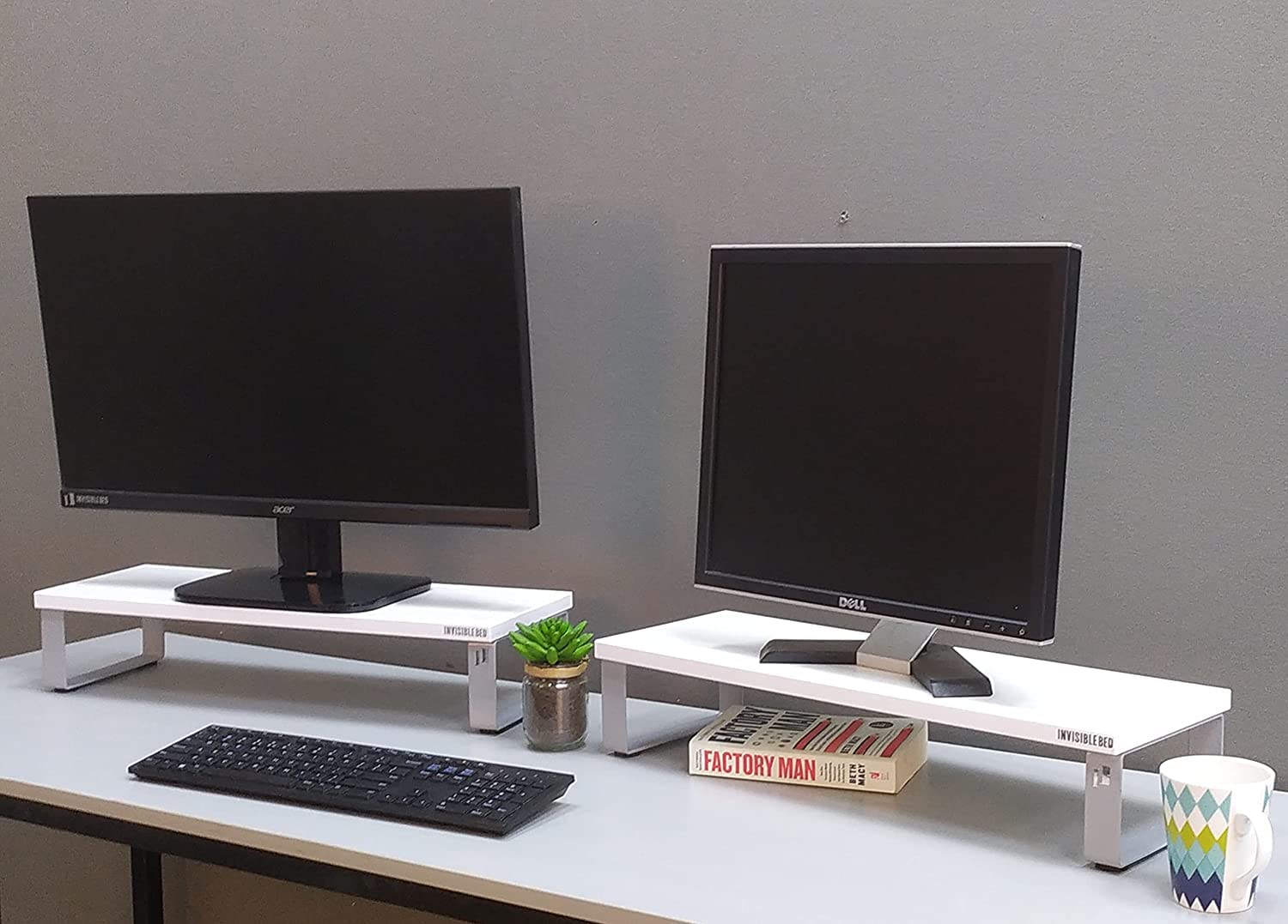 InvisibleBed Monitor Riser Stand for 2 Computers, Laptop, Printer, Home Office(Wool White) (B0BYZVRJMS) Amazon Price History, Amazon Price Tracker