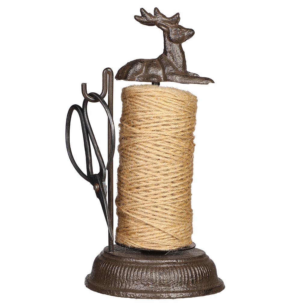 Cast Iron Garden Twine String Dispenser with Scissors Vintage Style (Stag)