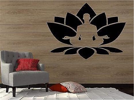 Adesivi Murali Frasi Studio Di Yoga Di Meditazione Di Buddha Seduto Fiore Di Loto Amazon It Fai Da Te