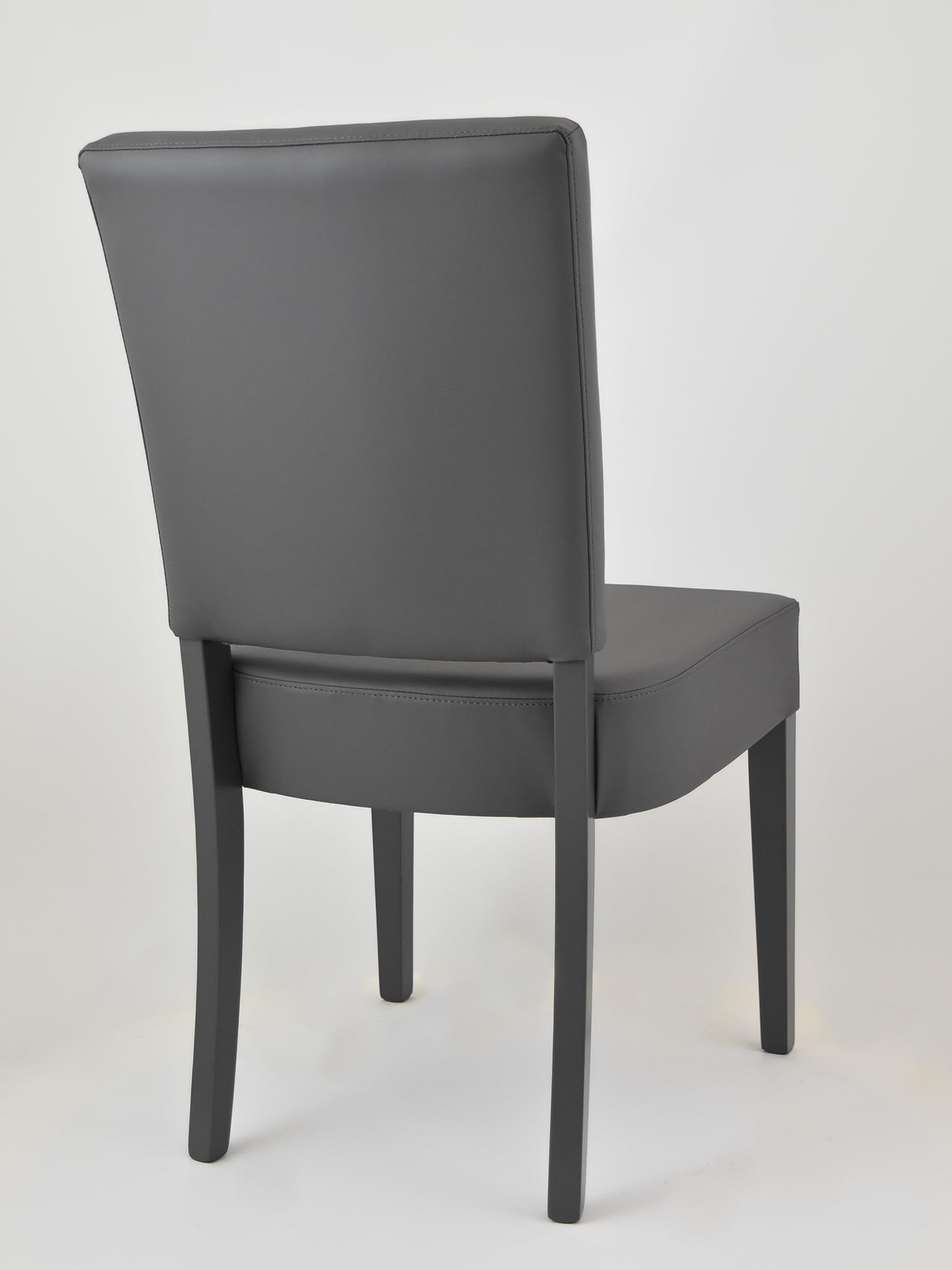 t m c s Tommychairs - Set 4 sillas Genny para Cocina, Comedor, Bar y Restaurante, solida Estructura en Madera de Haya y Asiento tapizado en Polipiel Gris Oscuro