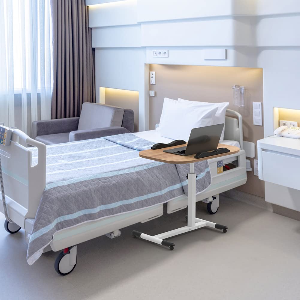 Escritorio Plegable Pequeño Espacio Mesa de Oficina, 60 x 40 cm, Altura Ajustable (61-95 cm), Mesa de Pie Móvil Marrón, Mesa Auxiliar para Dormitorio, Salón, Oficina, Escrivanía
