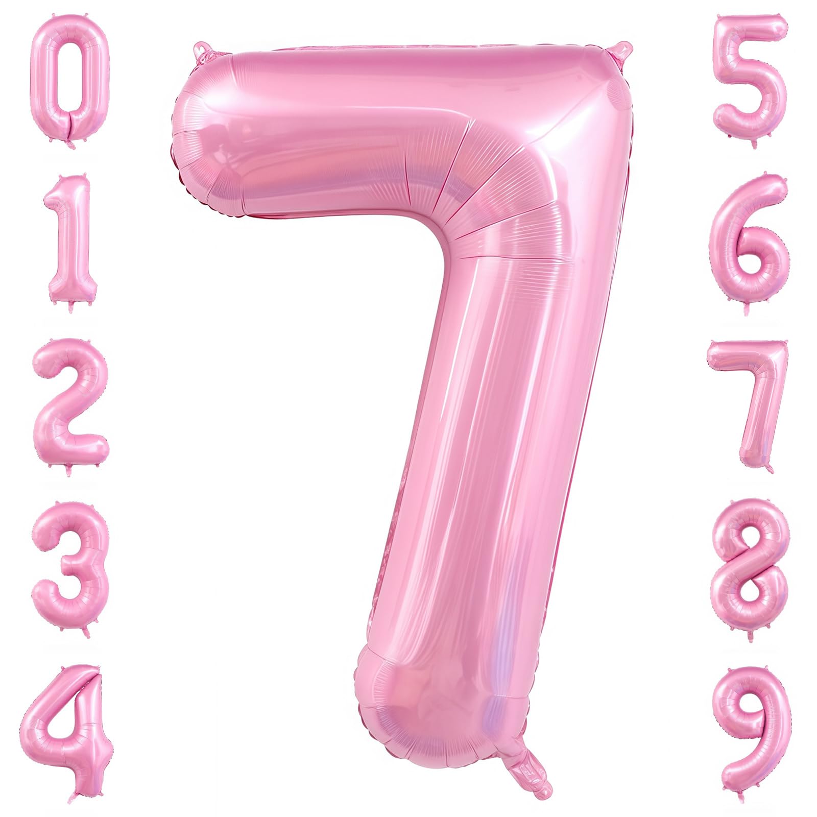 Pastel Pink 7 Balloon Number,40 Inch Light Pink 7 Balloons Large Helium Foil Mylar Number 7 Balloon for Birthday Party Anniversary Decorations