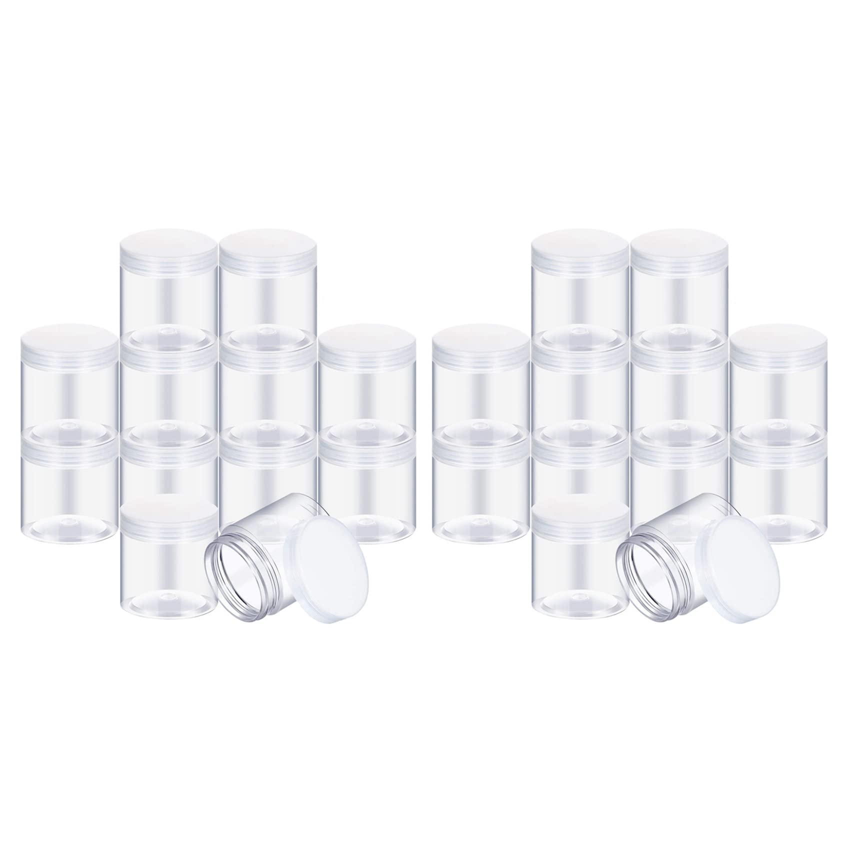 Hndhbfgrt Empty 24-Pack Transparent Plastic Storage Spice Jar Wide Mouth Plastic Container with Lid for Beauty Products