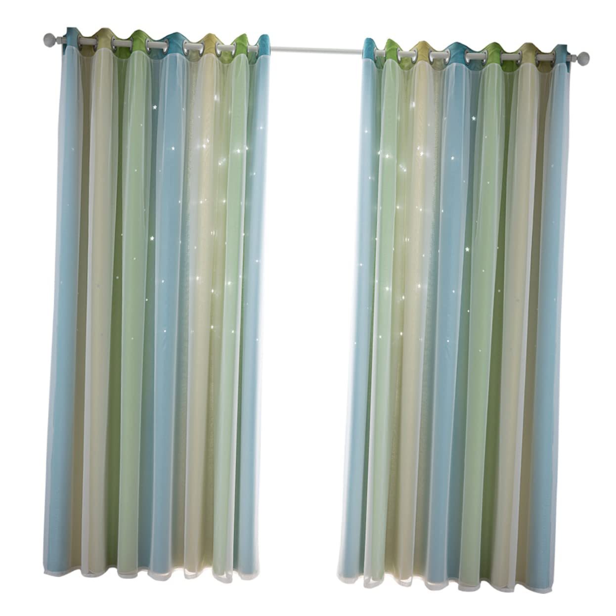 Rideaux étoiles double couche 2 pièces occultants et imperméables pour chambre