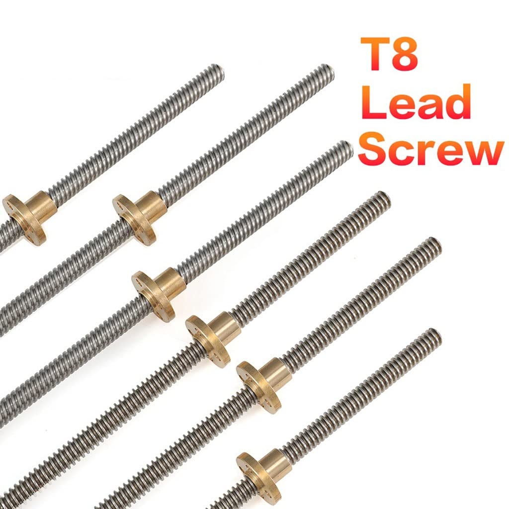1 Pièces T8 Vis sans Fin Pièces D'imprimante 3D, Pas 2mm Plomb 8mm Longueur 100mm-600mm Tige Trapézoïdale en Acier Inoxydable avec Écrou en Laiton for CNC(600mm with Nut)