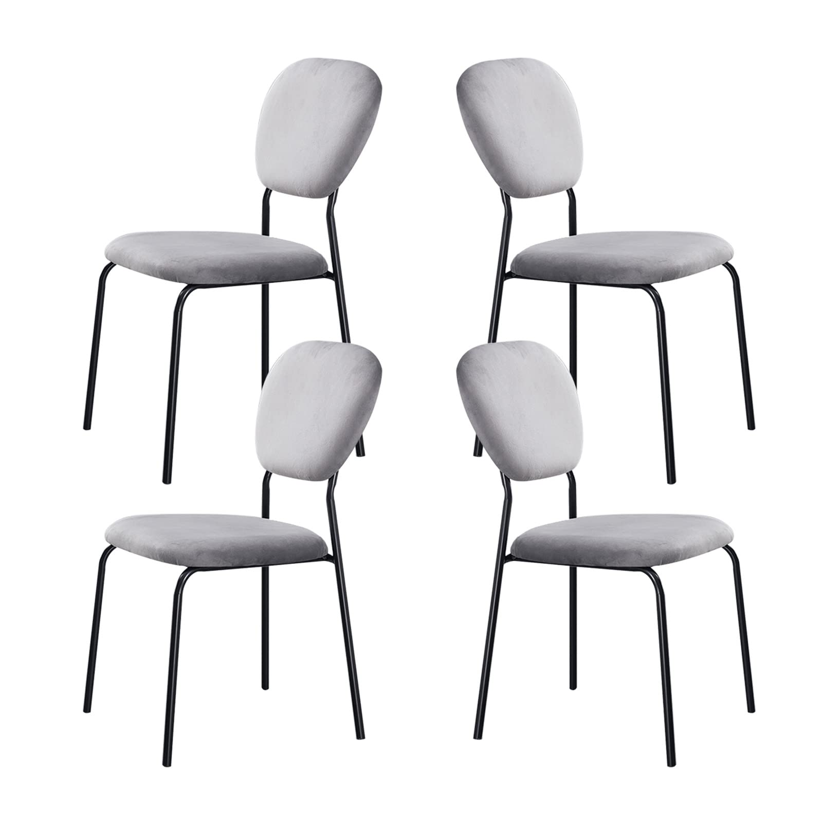 SJIALEN Dining Chairs Set of 4, Stackable Household Backrest Chair Velvet Makeup Chair Living Room Bedroom Upholstered Chairs Kitchen Chair (Color : Light Gray, Size : 45x48.5x85cm)
