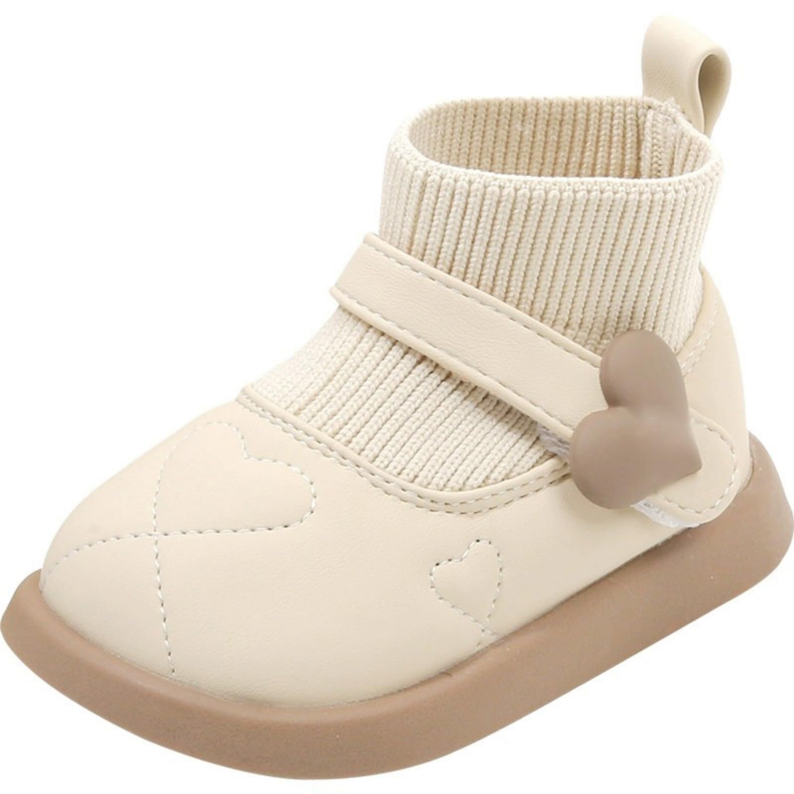 Toddler Baby Snow Boots Girls Boys Winter Shoes Anti-Slip Soft Sole Walking Shoes Infant Warm Knitted Fashion Boots (White, 5 Infant)