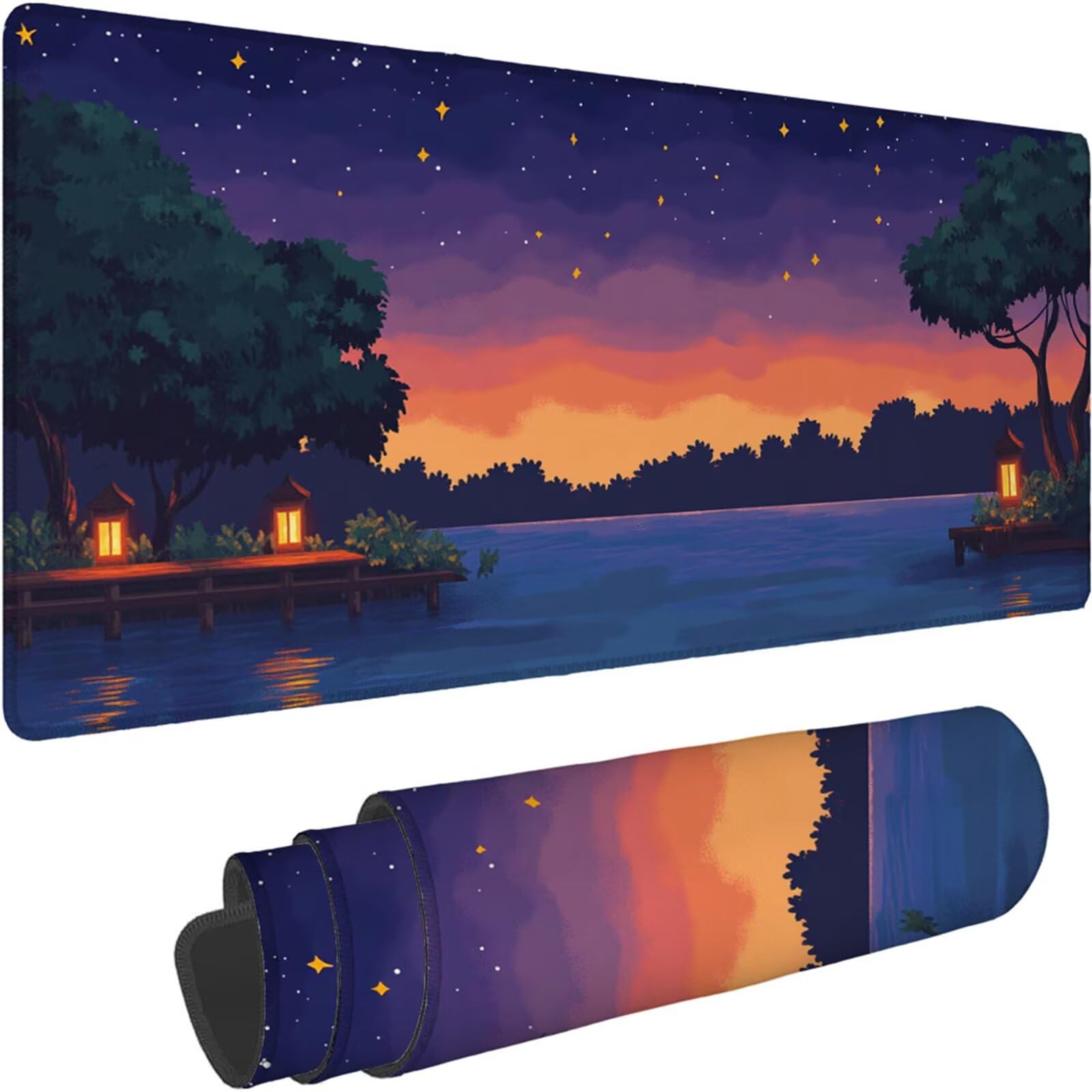 Gamingowa podkładka pod mysz 1200 x 600 x 3 mm, XXL, wodoszczelna, odporna na ścieranie, z przyszytymi krawędziami, niebieska, podkładka na biurko, poprawia prędkość i precyzję, do komputera, biura
