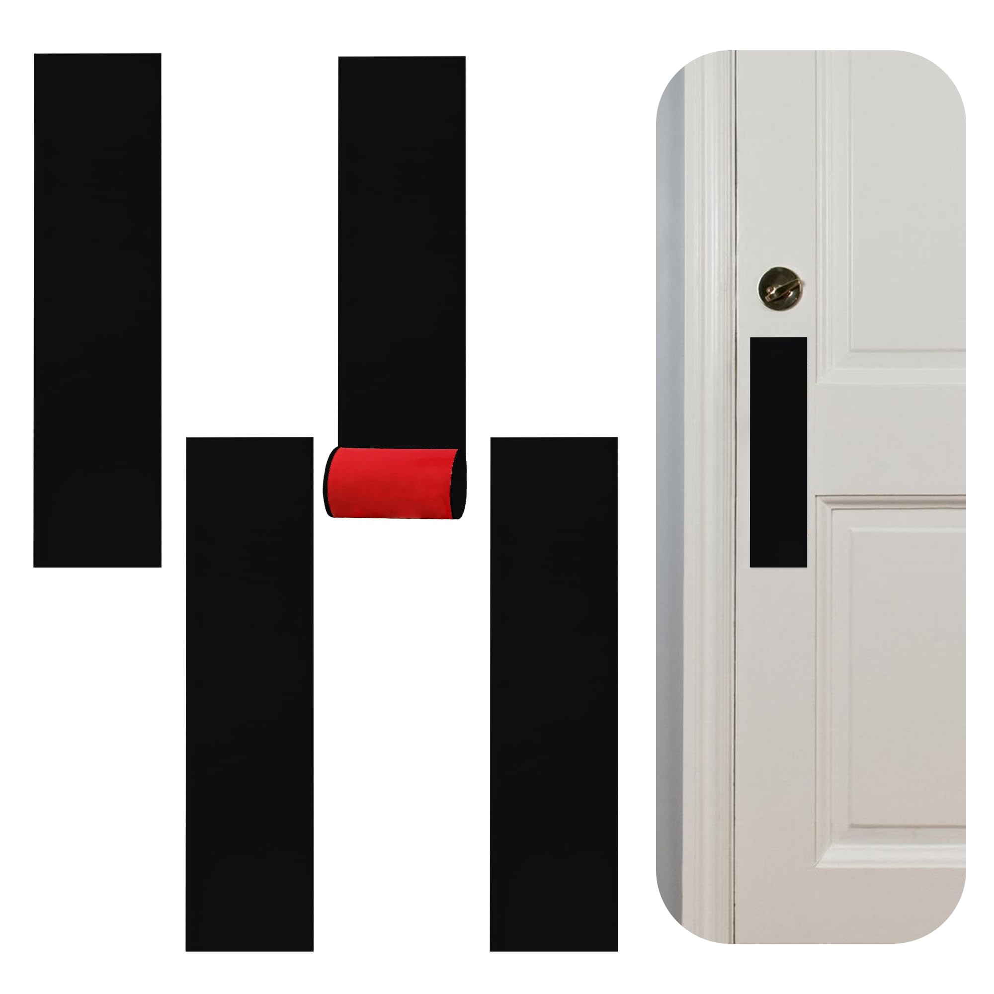 Rubber Bond Push Plates (4 Pack) 4" x 16"- Effortless Peel & Stick - Prevents Dents & Scratches - Self-Adhesive & Universal Fit (Black)