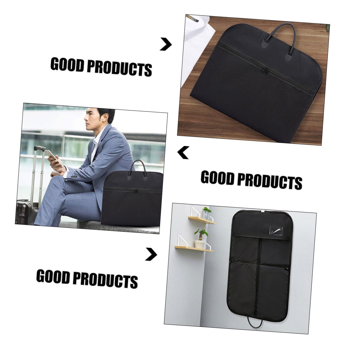 Generisch Tragbare Anzugtasche Oxford Stoff Atmungsaktiv Faltbarer Kleidersack Für Business Reisen Mit Reißverschluss Schwarze Kleiderhülle