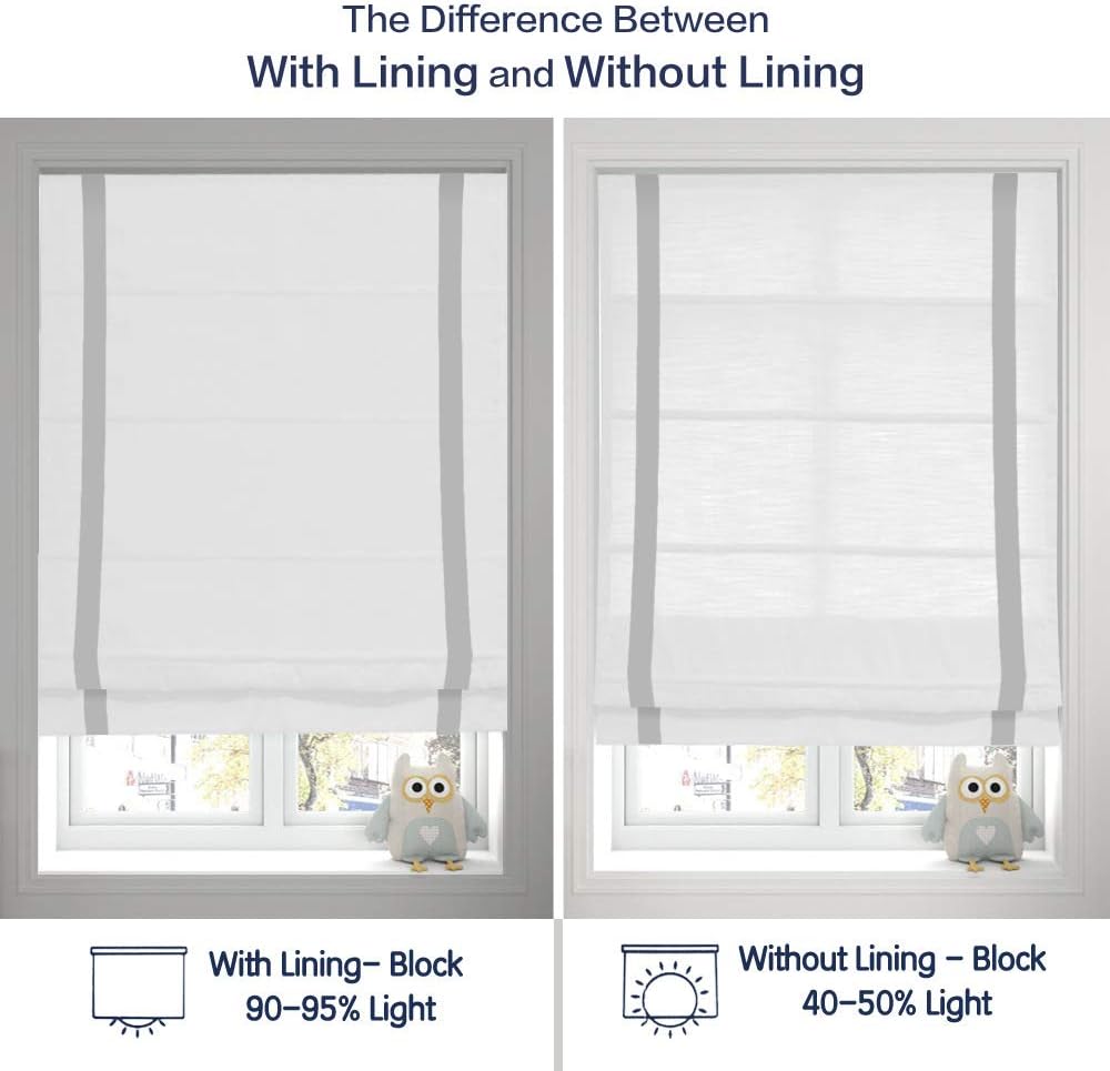 LANTIME Window Blinds Roman Shades, Made to Order Elegant Light Filtering Grey Fabric Window Roman Shades for Windows, Doors