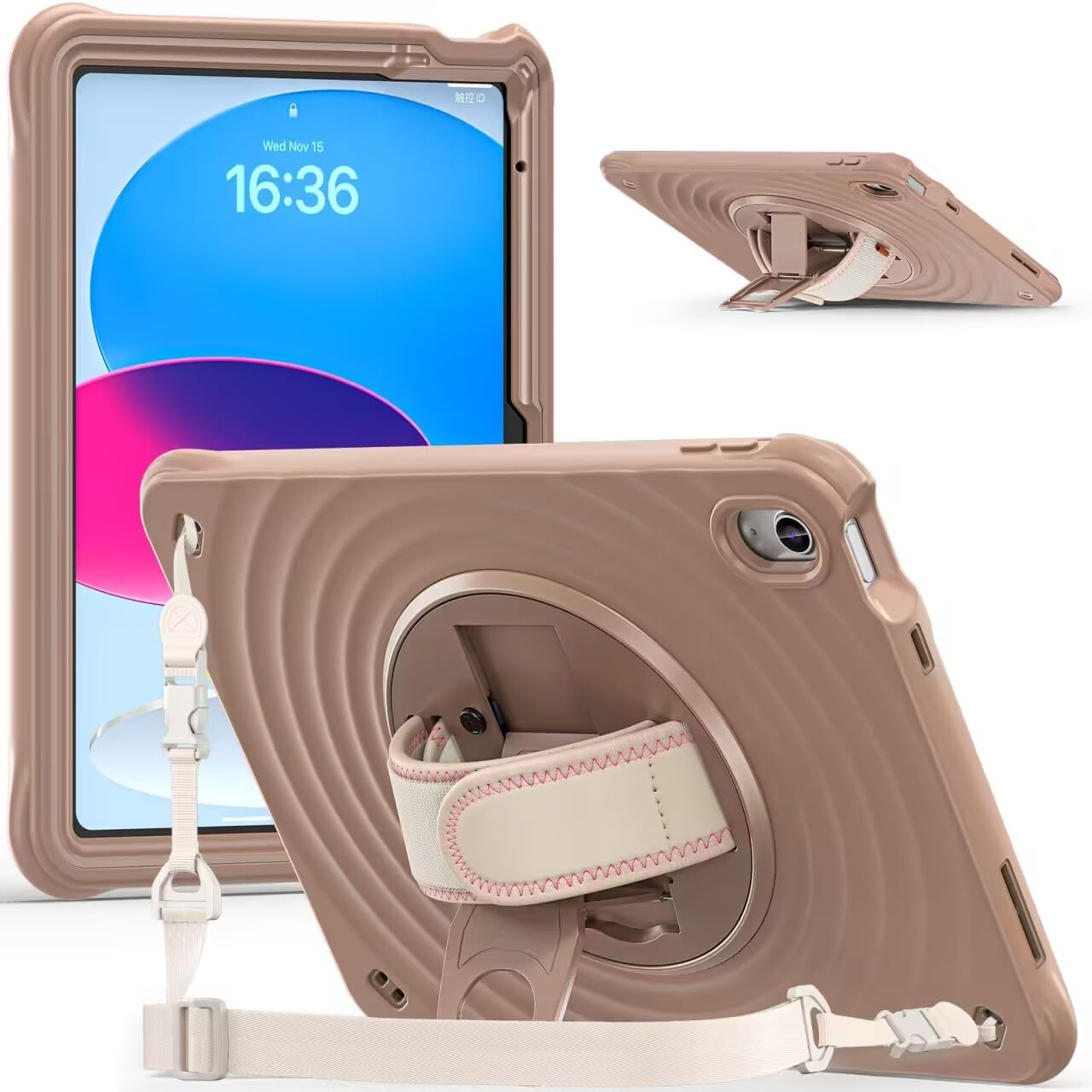 iPad 11 10ème génération 2025 coque antichoc robuste marron étui - 8