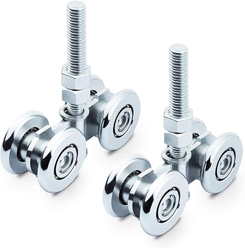 2 piezas de accesorios de ruedas de pista del sistema de carretilla de haz ruedas de rodillo de puerta corrediza con canal de puntal de riel de caja