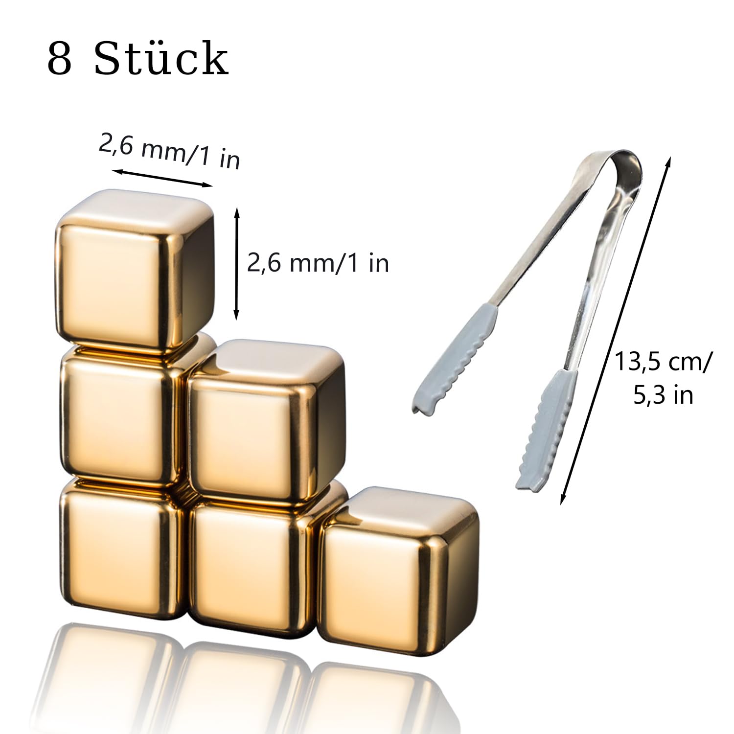 8 Cubetti Di Ghiaccio In Acciaio Inox 304 - Riutilizzabili Per Whisky, Cocktail E Bevande Fredde - Foto 6