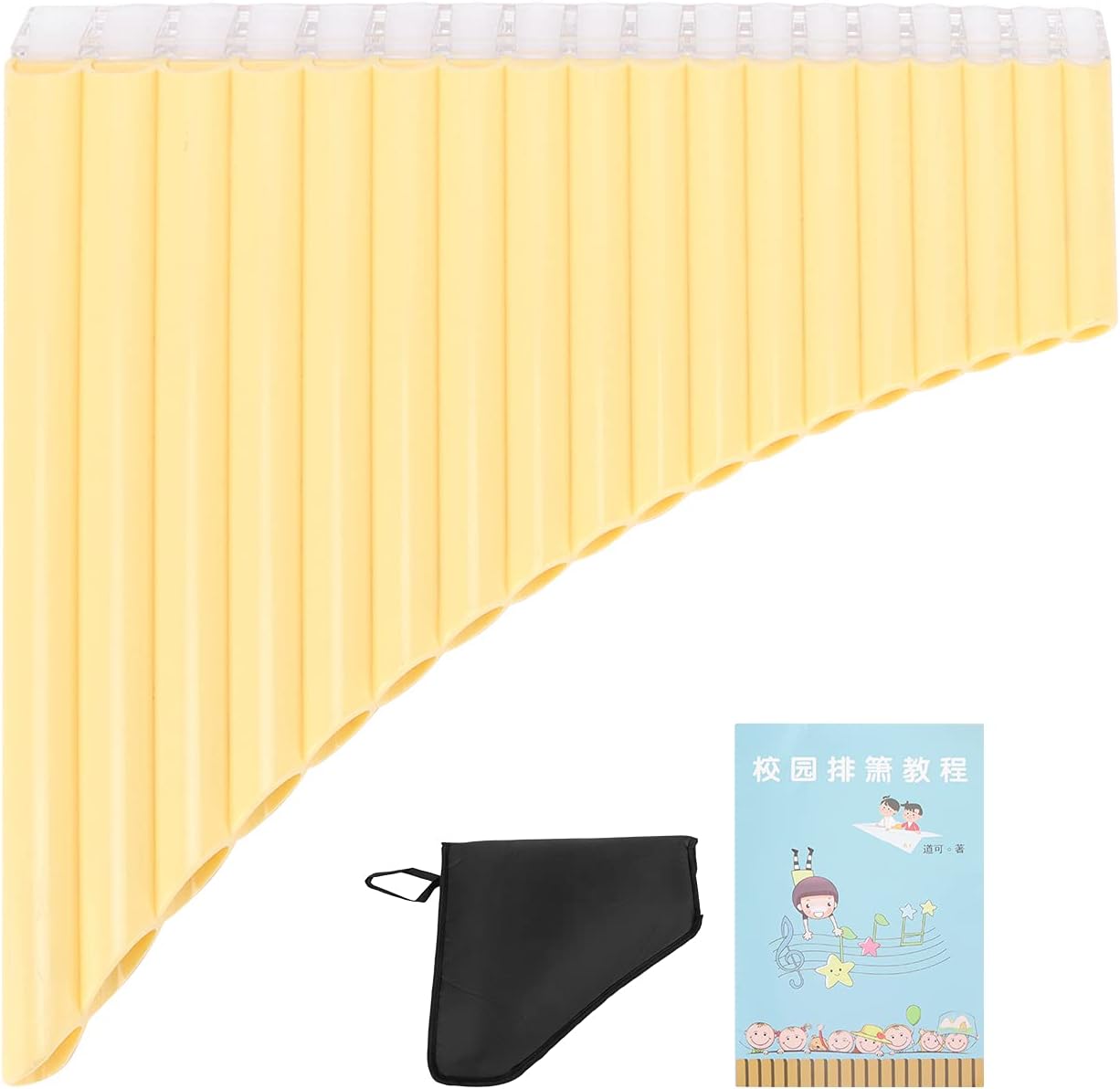 Pan Flute in C Key for Beginners Adults Kids, 15 Pipes ABS Resin Wind Instrument with Carrying Bag & Manual Easy to Learn Panpipe for Teaching, Music Practice (A)