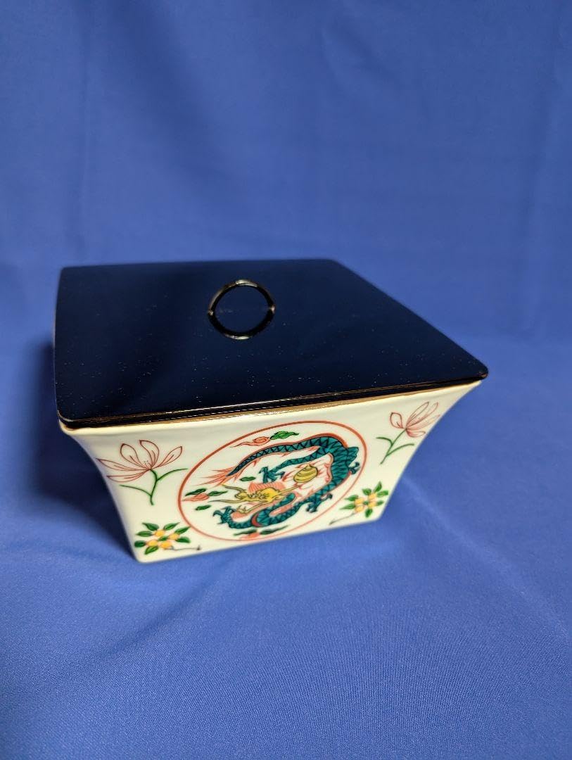 水指 藍鍋島染付瓜文りすつまみ中村公法作 共箱 茶道具 S314 水指