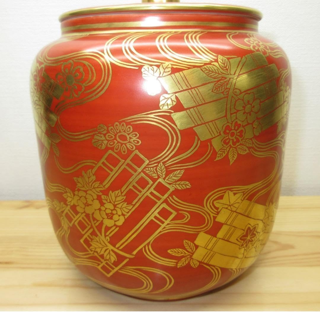 逢絢亭 茶道具 水指 京焼 朱欄手 花筏の図 五山