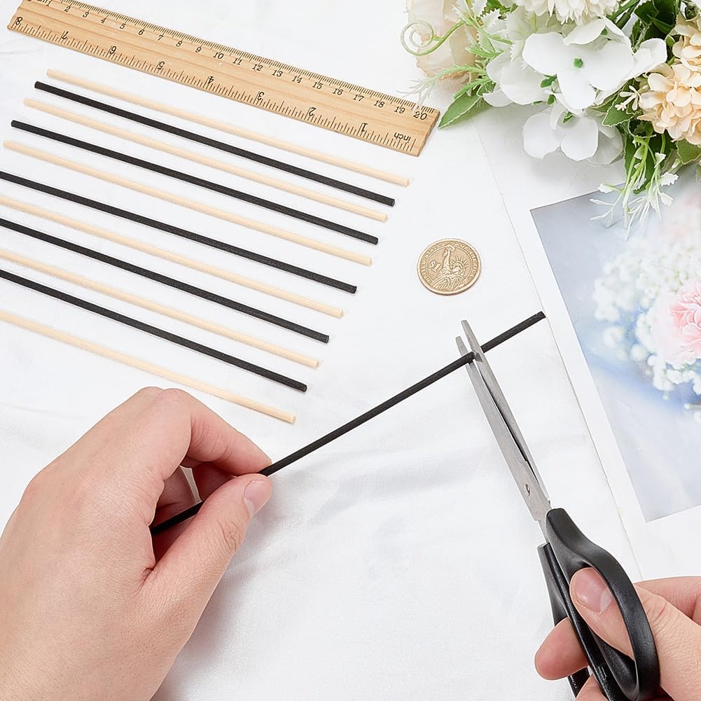 50Pcs 2 Colors 7 Inch Diffuser Reeds Sticks Thick Black Fibre Reed Diffuser Sticks Bulk 18cm x 4mm Oil Replacement Diffuser Refill Sticks for Bedroom Home Essential Oil Aromatherapy Scent