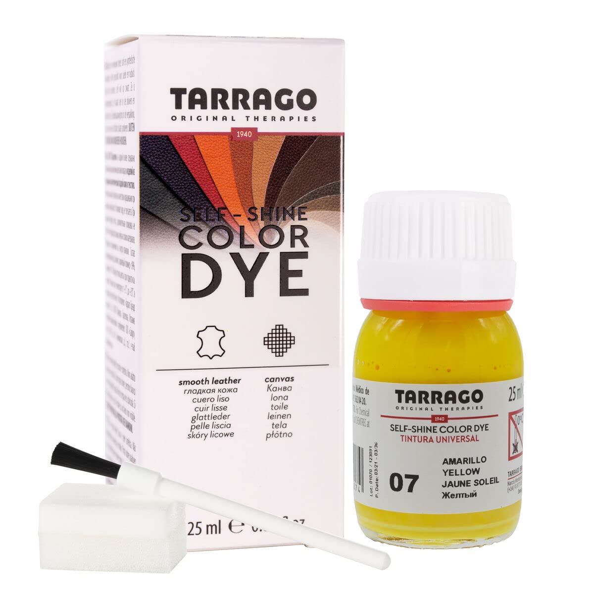 Tinte para Zapatos y Bolsos de Cuero y Textil con Esponja y Brocha | Cubre Rozaduras y Desgastes del Calzado | Gama de 90 colores — view 6