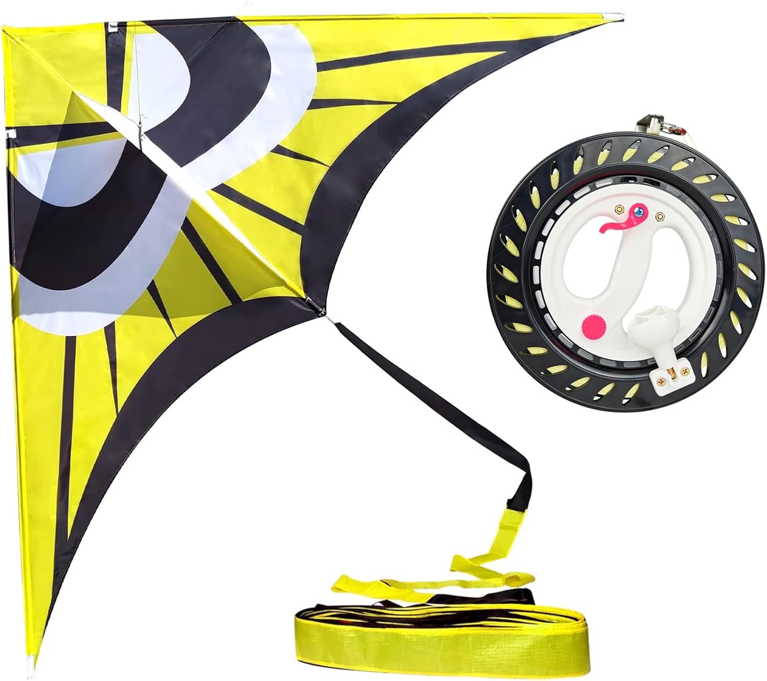 Huge Delta Kite for Adults with 9in Kite String Reel Winder with Brake, Easy to Fly for Adults,Teens and Beginners