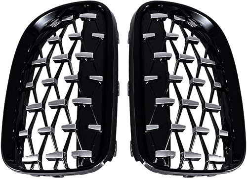 Miniatura 6 de AstraDepot - Kit de parrilla delantera para BMW 2011-2013 E92 E93 LCI Coupe 320i 328i 335i (diamante meteorito, negro brillante y cromado)