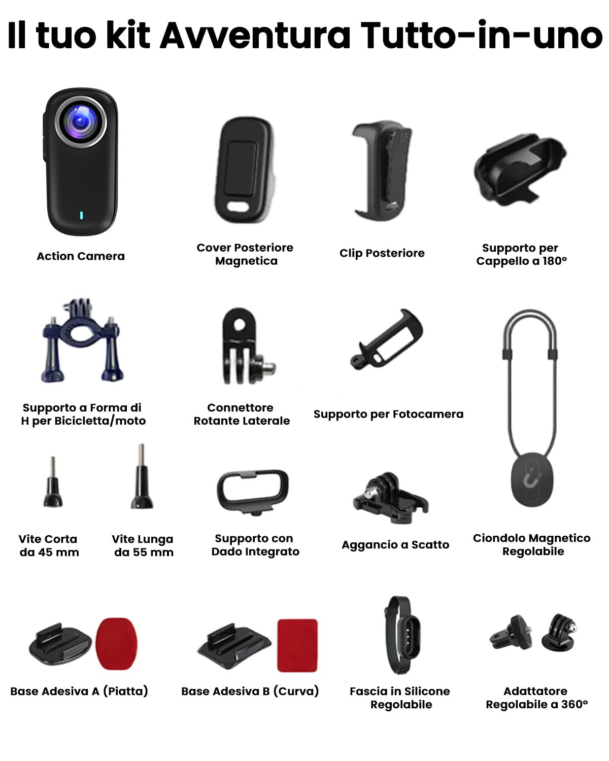 Body Cam, Mini Action Cam 4K 64 GB, Bodycam POV Camera con Batteria da 1200 mAh(220min), Action Camera Impermeabile IP65, Compatta Telecamera Casco Moto Vlogging