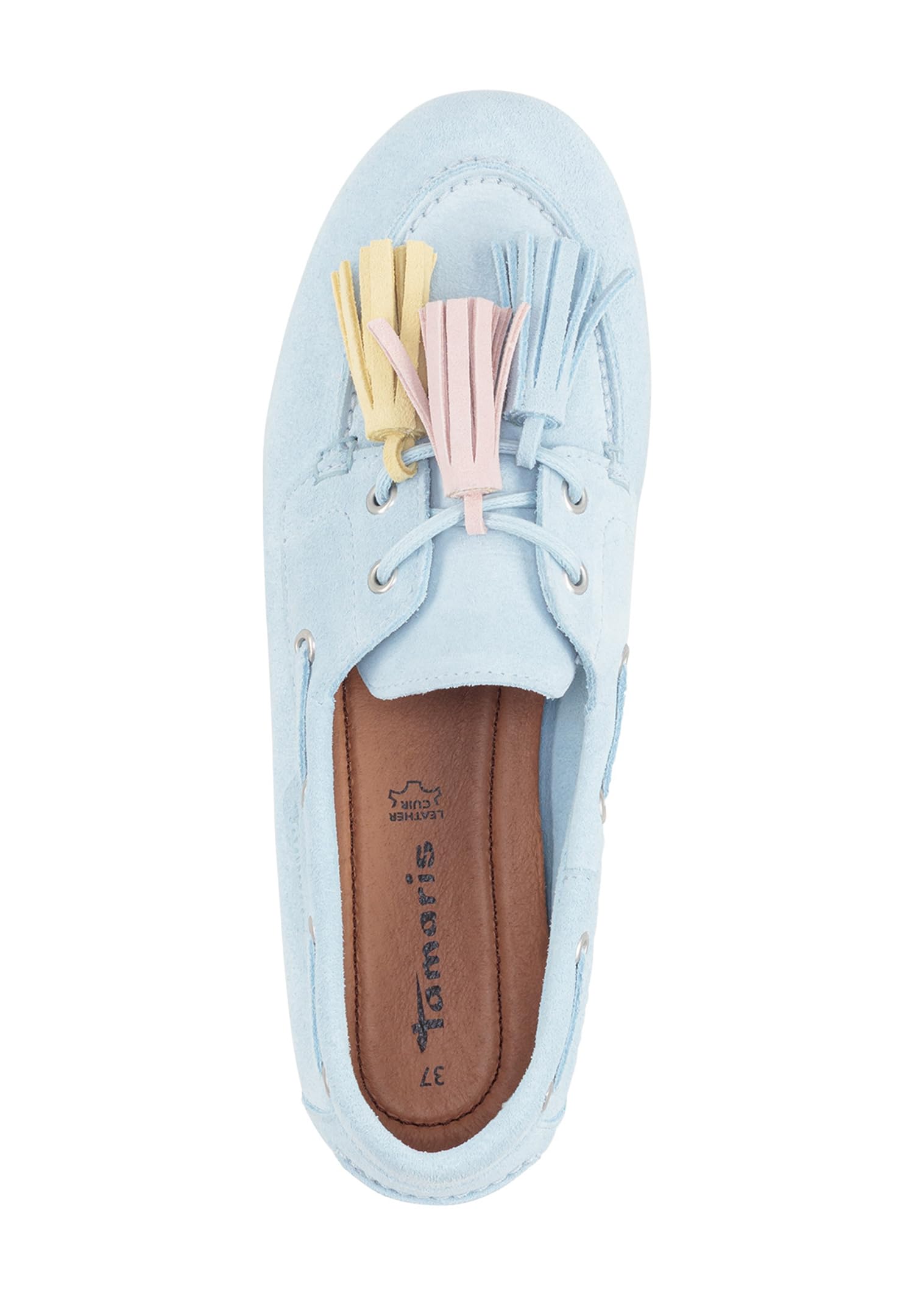 Tamaris Mocassini da donna in pelle 1-23610-46-895, scarpe da donna, colore azzurro