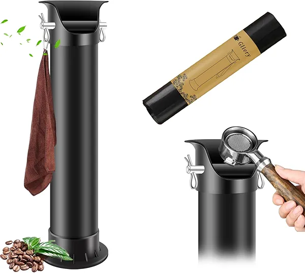 Gliery Espresso Coffee Knock Box for Barista Commercial Knock Box for Espresso Coffee Grounds Floor Standing Knock Box with Garbage Bags and Towels