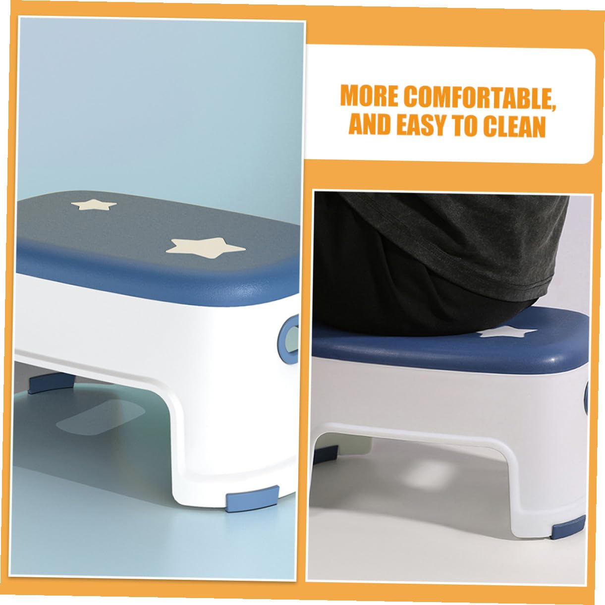 ORFOFE Ergonomischer Tritthocker für Badezimmer mit Rutschfester Unterseite Vielseitiger Sitz Trittstuhl Belastbar und Sicher für Erwachsene für Toilette und Schlafzimmer