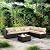 Valita 7 Piece Outdoor PE Wicker Furniture Set, Patio Black Rattan Sectional Sofa Couch with Washable Khaki Cushions…