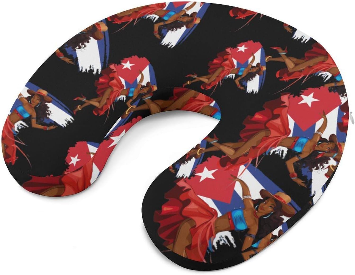 Afro Women Black Cubana Cuban Travel Pillow U Shape Neck Pillow Washable Pillowcase for Sleeping Chair