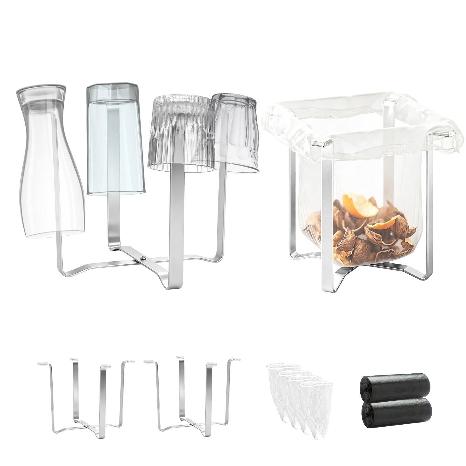 SITAKEGS Bottles Drying Rack, 2PCS Bin Bag Stainless Steel Dryer Stand