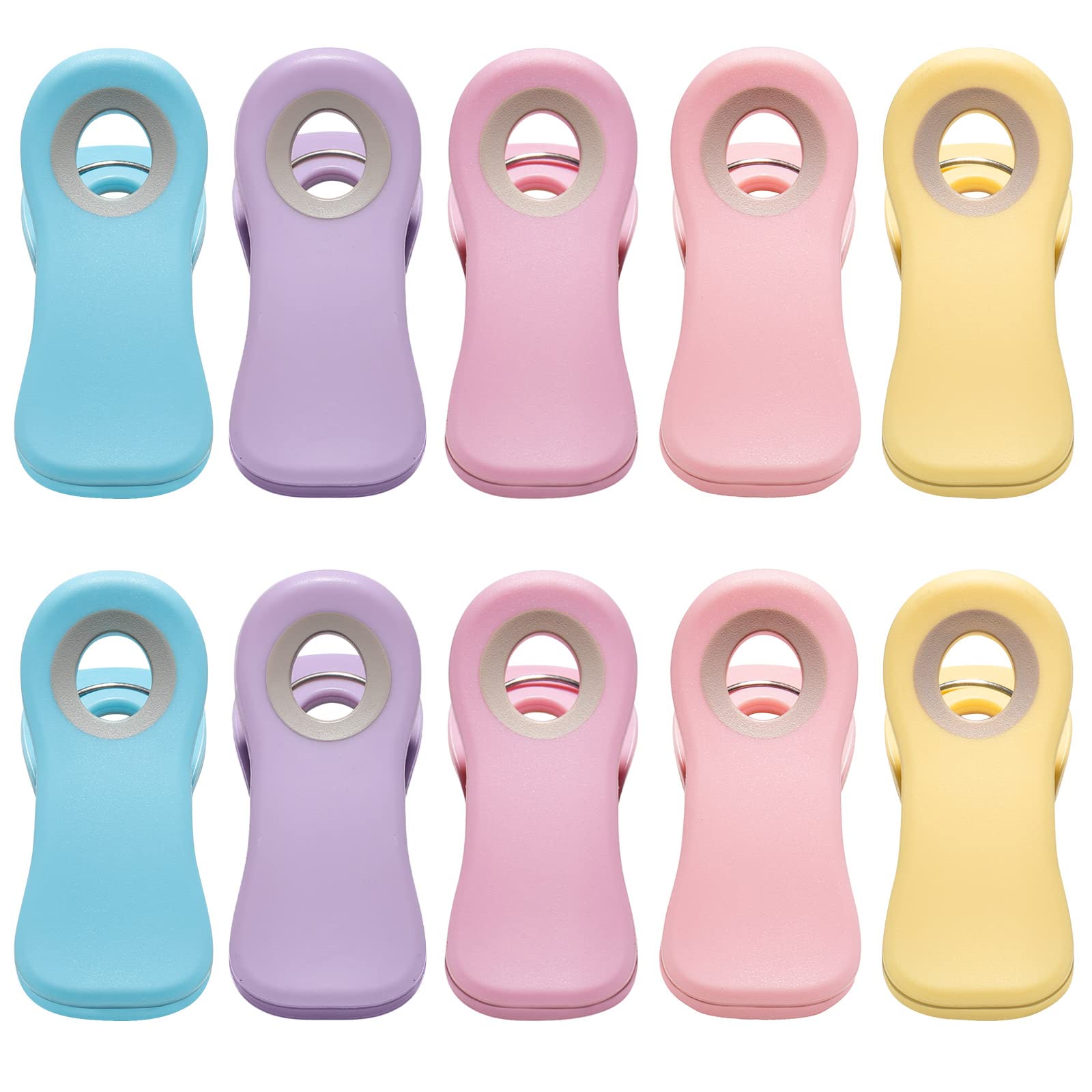 Hasanni Magnetic Clips - Food Clips, Chip Clips, Bag Clips for Food Storage with Air Tight Seal Grip for Bread Bags, Snack Bags and Food Bags (Pack of 10, Pastel Colors)
