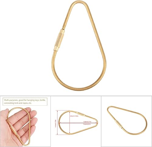 Miniatura 9 de Llavero de gancho, clips de anillos giratorios a granel, llavero de latón con cierre de tornillo de latón, mosquetón, clip, llavero, regalo (forma